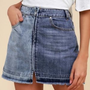 Set the Tone Blue Two-Tone Denim Mini Skirt